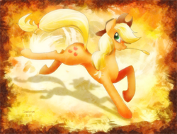 Size: 3200x2415 | Tagged: safe, artist:shaadorian, applejack, g4, female, running, solo