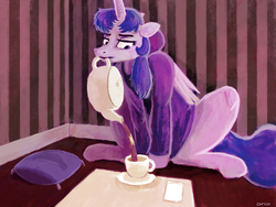 Size: 1600x1200 | Tagged: safe, artist:themightycoolblender, twilight sparkle, alicorn, pony, g4, female, mare, mouth hold, solo, tea, teacup, teapot, twilight sparkle (alicorn)