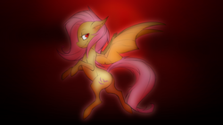 Size: 2390x1344 | Tagged: safe, artist:muh-arts, artist:orangefeathersketch, fluttershy, bat pony, pony, g4, female, flutterbat, race swap, solo, wallpaper