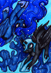 Size: 636x900 | Tagged: safe, artist:php174, nightmare moon, princess luna, g4, traditional art