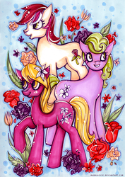Size: 690x972 | Tagged: safe, artist:php174, daisy, flower wishes, lily, lily valley, roseluck, g4, flower, flower trio, rose, traditional art