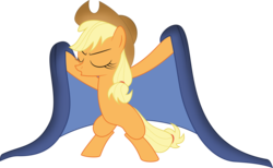 Size: 16223x10000 | Tagged: safe, artist:qcryzzy, applejack, earth pony, pony, g4, absurd resolution, bipedal, cape, clothes, eyes closed, female, simple background, solo, transparent background, vector