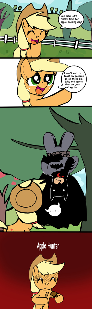 Applejack Batmare #512941 - safe, artist:helsaabi, applejack, bats!, apple, batman, comic ...