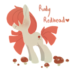 Size: 700x682 | Tagged: safe, artist:toycake, oc, oc only, oc:rudy redhead, earth pony, pony, female, mare, mushroom, mushrooms, solo