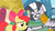 Size: 969x545 | Tagged: safe, screencap, apple bloom, zecora, earth pony, pony, zebra, g4, the cutie pox, duo, ear piercing, earring, female, filly, hoof on cheek, jewelry, leg rings, mare, neck rings, out of context, piercing