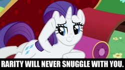 Size: 1067x600 | Tagged: safe, rarity, g4, feels, female, image macro, solo, truth