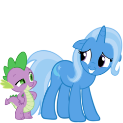 Size: 1440x1440 | Tagged: safe, artist:datnaro, spike, trixie, g4, female, male, ship:spixie, shipping, show accurate, straight