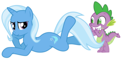 Size: 1290x630 | Tagged: safe, hundreds of users filter this tag, spike, trixie, dragon, pony, unicorn, g4, eyes on the prize, female, male, mare, ship:spixie, shipping, show accurate, straight