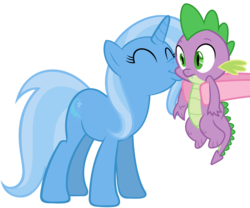 Size: 1984x1650 | Tagged: safe, hundreds of users filter this tag, pinkie pie, spike, trixie, pony, unicorn, g4, cheek kiss, female, kissing, male, shipper on deck, shipping, show accurate, spikelove, spixie, straight