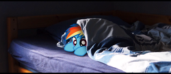 Size: 1598x692 | Tagged: safe, artist:stormxf3, rainbow dash, fanfic:my little dashie, g4, bed, cute, dashabetes, female, filly, filly rainbow dash, ponies in real life, solo, youtube