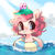 Size: 500x500 | Tagged: dead source, safe, artist:ask-pinkamena-kor, gummy, pinkie pie, pony, g4, ask-pinkamena-kor, crepuscular rays, cute, diapinkes, duo, floaty, inner tube, ocean