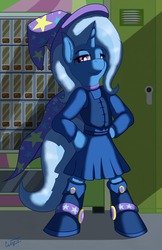 Size: 1242x1920 | Tagged: safe, artist:ookamithewolf1, trixie, pony, g4, bipedal, clothes, equestria girls outfit, female, solo