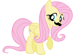 Size: 5000x3571 | Tagged: safe, fluttershy, g4, absurd resolution, facial hair, female, moustache, moustache edit, simple background, solo, transparent background, vector
