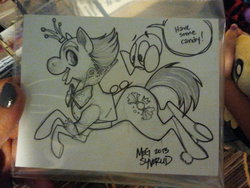 Size: 600x450 | Tagged: safe, artist:megsyv, trotcon, commission, crossover, king candy, photo, ponified, sour bill, sugar rush, tongue out, traditional art, wreck-it ralph