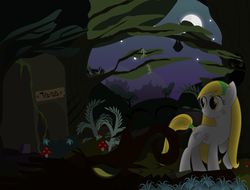 Size: 900x684 | Tagged: safe, artist:turbo740, oc, oc only, earth pony, pony, forest, night, scar, solo