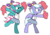 Size: 1700x1200 | Tagged: safe, artist:pandramodo, lilac sky, spring step, sunlight spring, pegasus, pony, g4, my little pony: friendship is magic, rainbow falls, bipedal, cheerleader, duo, duo female, female, mare, pom pom, silly face, simple background, skirt, tongue out, transparent background