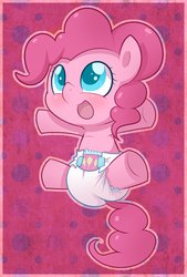 Size: 867x1280 | Tagged: safe, artist:cuddlehooves, pinkie pie, earth pony, pony, g4, baby, baby pie, baby pony, cuddlehooves is trying to murder us, cute, cutie mark diapers, diaper, diapinkes, female, filly, foal, poofy diaper, solo, weapons-grade cute, younger