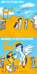 Size: 800x1578 | Tagged: safe, artist:captainhoers, bulk biceps, derpy hooves, fleetfoot, rainbow dash, soarin', spitfire, pegasus, pony, g4, my little pony: friendship is magic, rainbow falls, comic, female, mare, warmup suit