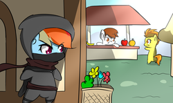 Size: 4200x2500 | Tagged: safe, artist:misterbrony, rainbow dash, spitfire, pony, g4, chibi, ninja