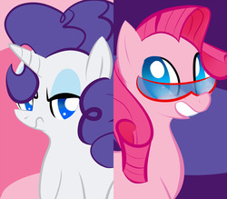 Size: 1280x1120 | Tagged: safe, artist:malwinters, pinkie pie, rarity, g4, alternate hairstyle, glasses