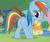 Size: 525x441 | Tagged: safe, screencap, applejack, rainbow dash, pony, g4, rainbow falls, butt, female, mare, plot, worried