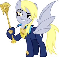 Size: 6194x6000 | Tagged: safe, artist:dasprid, derpy hooves, bat pony, pony, bats!, g4, my little pony: friendship is magic, power ponies (episode), princess twilight sparkle (episode), rainbow falls, season 4, absurd resolution, cane, crossing the memes, exploitable meme, female, meme, memeception, muffin, power ponies oc, simple background, smugdash, solo, transparent background, twilight scepter, vector