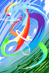 Size: 1181x1748 | Tagged: safe, artist:underpable, rainbow dash, g4, female, flying, solo, trail