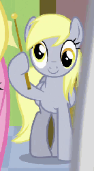 Size: 250x450 | Tagged: animated, c:, cute, derpabetes, derpy hooves, flag, fluttershy, frown, gritted teeth, hoof hold, looking at you, looking down, rainbow falls, safe, screencap, smiling, spoiler:s04e10, spread wings, surprised, the grey one's glorious return, waving, wide eyes