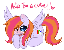 Size: 1280x993 | Tagged: safe, artist:mixipony, oc, oc only, pegasus, pony, blushing, solo, wink