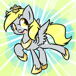 Size: 500x500 | Tagged: dead source, safe, artist:theluckyangel, derpy hooves, pegasus, pony, ask princess derpy, g4, crown, female, hoof shoes, jewelry, mare, peytral, princess derpy, regalia, solo