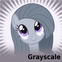 Size: 1024x1024 | Tagged: safe, artist:freefraq, marble pie, earth pony, pony, derpibooru, g4, cute, female, grayscale, marblebetes, mare, meta, official spoiler image, solo, spoilered image joke