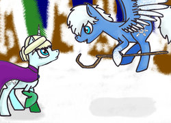 Size: 1024x739 | Tagged: safe, artist:lrusu, pony, crossover, crossover shipping, dreamworks, elsa, female, frozen (movie), jack frost, jelsa, male, ponified, rise of the guardians, shipping, straight