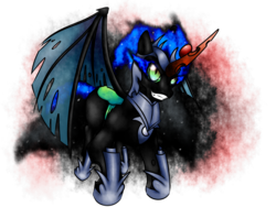 Size: 1600x1200 | Tagged: safe, artist:shadowsn25, king sombra, nightmare moon, queen chrysalis, g4, female, fusion, solo