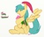 Size: 896x748 | Tagged: safe, artist:gwynevere, sunshower raindrops, pegasus, pony, g4, female, hat, present, santa hat, simple background, solo