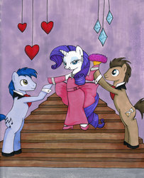 Size: 2524x3102 | Tagged: safe, artist:thedarklordkeisha, blues, doctor whooves, noteworthy, rarity, time turner, g4, clothes, high heels, stockings