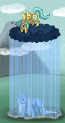 Size: 900x1710 | Tagged: safe, artist:liliy, sunshower raindrops, trixie, g4, female, heart, lesbian, shipping, wet mane