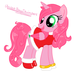 Size: 900x860 | Tagged: safe, artist:rosesx, alicorn, pony, amy rose, blushing, clothes, dress, open mouth, ponified, shoes, solo, sonic the hedgehog (series)