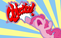 Size: 900x569 | Tagged: safe, pinkie pie, g4, ace attorney, female, objection, solo