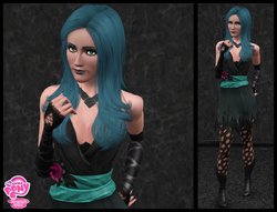 Size: 1022x782 | Tagged: safe, artist:tx-slade-xt, queen chrysalis, human, g4, boots, clothes, dress, high heel boots, humanized, light skin, shoes, simple background, the sims, the sims 3