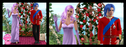 Size: 2304x861 | Tagged: safe, artist:tx-slade-xt, princess cadance, shining armor, human, a canterlot wedding, g4, humanized, light skin, the sims, the sims 3