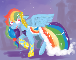 Size: 1000x800 | Tagged: safe, artist:puffpink, rainbow dash, g4, blushing, clothes, dress, female, gala dress, solo