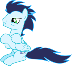 Size: 6482x6000 | Tagged: safe, artist:chainchomp2, soarin', pegasus, pony, g4, rainbow falls, absurd resolution, adventure in the comments, angry, crossed legs, male, simple background, sitting, solo, stallion, transparent background, vector