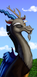 Size: 2000x4090 | Tagged: safe, artist:hoofboot, discord, g4, male, solo, wink