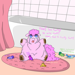 Size: 1000x1000 | Tagged: safe, artist:buwwito, fluffy pony, bath, crying, fluffy pony foals, fluffy pony mother, hugbox, pinkiefluff