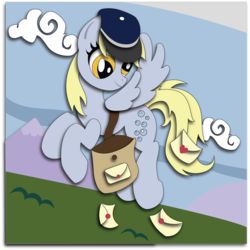 Size: 1863x1860 | Tagged: safe, artist:the-paper-pony, derpy hooves, pegasus, pony, g4, female, mail, mare, solo
