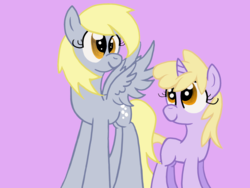 Size: 1600x1200 | Tagged: safe, artist:misamisa25, derpy hooves, dinky hooves, pegasus, pony, g4, female, mare