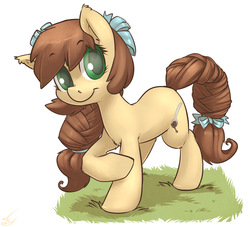 Size: 1200x1091 | Tagged: safe, artist:atryl, oc, oc only, oc:sweet molasses, earth pony, pony, bow, cute, female, hair bow, mare, solo, tail bow