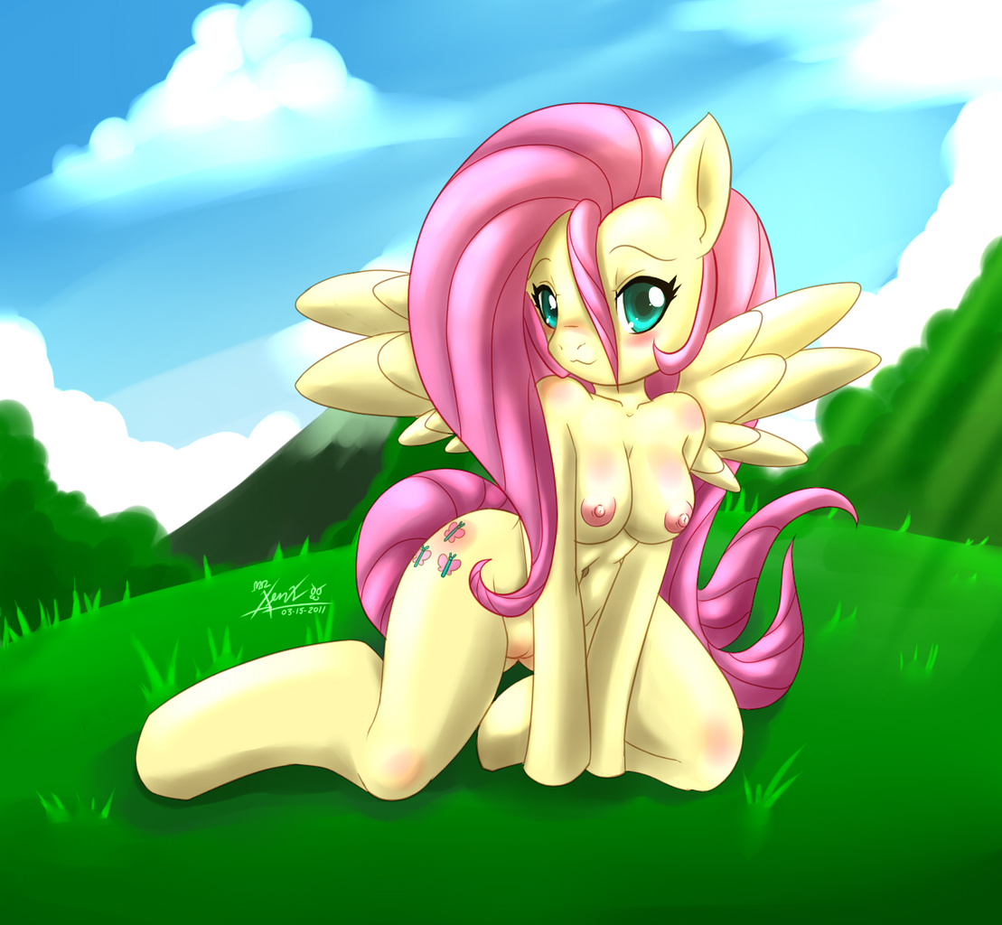 artist:mnxenx001, fluttershy, anthro, adorasexy, belly button, big breasts,...