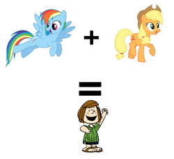 Size: 2934x2682 | Tagged: safe, applejack, rainbow dash, g4, charlie brown, comparison, crossover, female, peanuts, peppermint patty