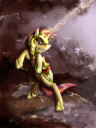 Size: 1200x1600 | Tagged: safe, artist:maexis, oc, oc only, oc:solace, pony, armor, bipedal, magic, royal guard, solo